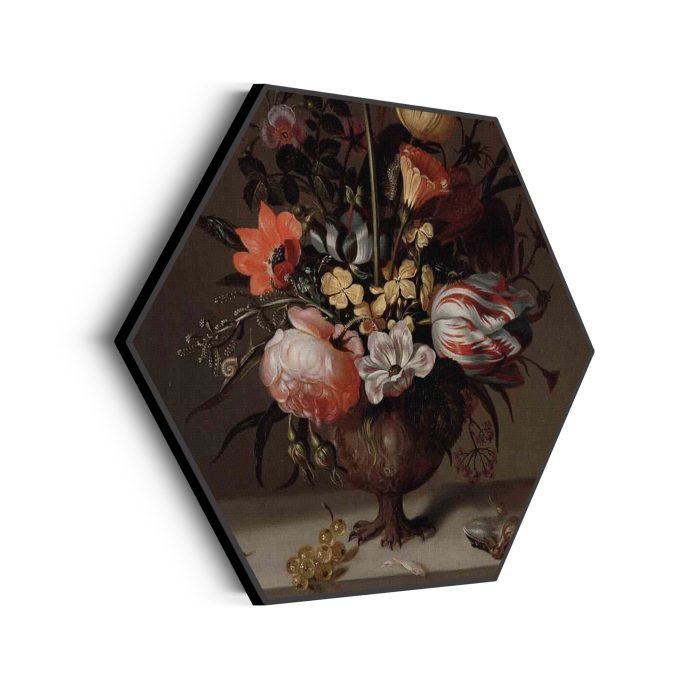 akoestisch-schilderij-jacob-marrel-stilleven-met-bloemenvaas-en-dode-kikvors-1634-hexagon_Wecho