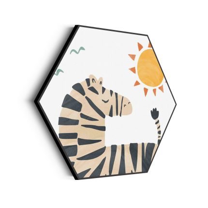 akoestisch-schilderij-zebrapaardje-in-het-zonnetje-hexagon_Wecho