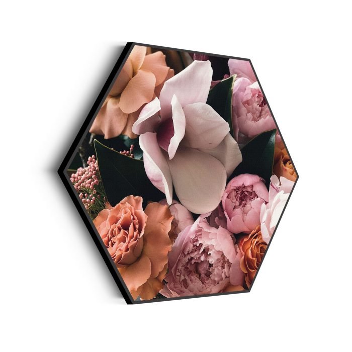 akoestisch-schilderij-rozen-boeket-hexagon_Wecho